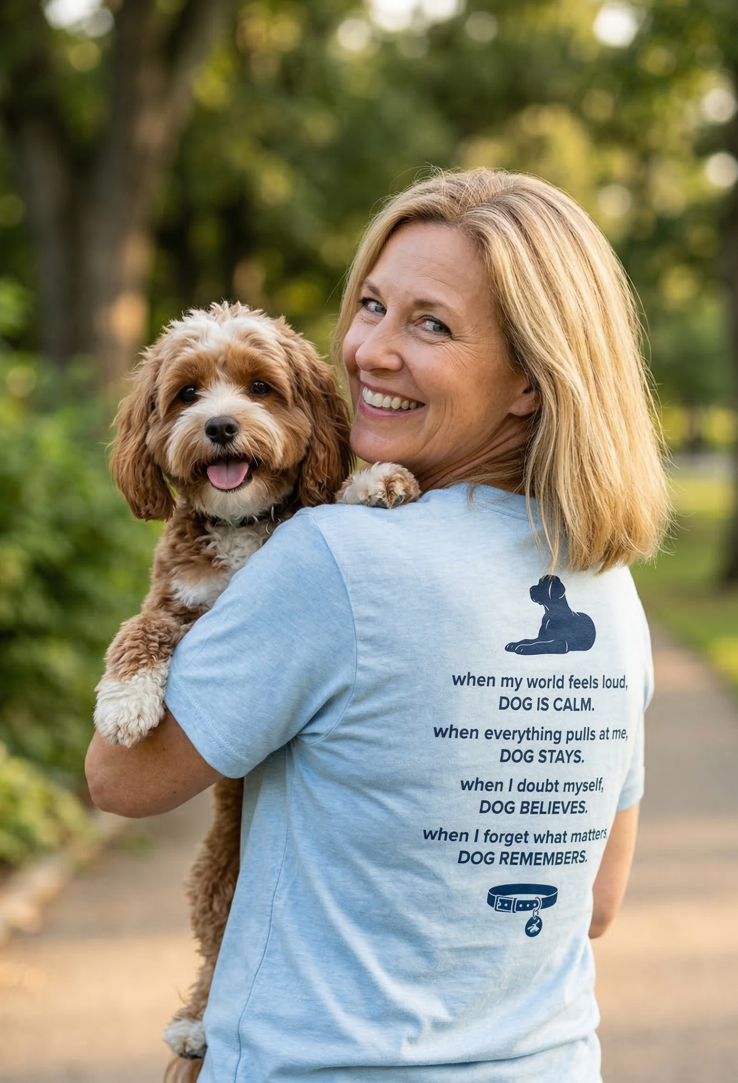 T-shirt: Dog is My Calm (Dusty Blue)