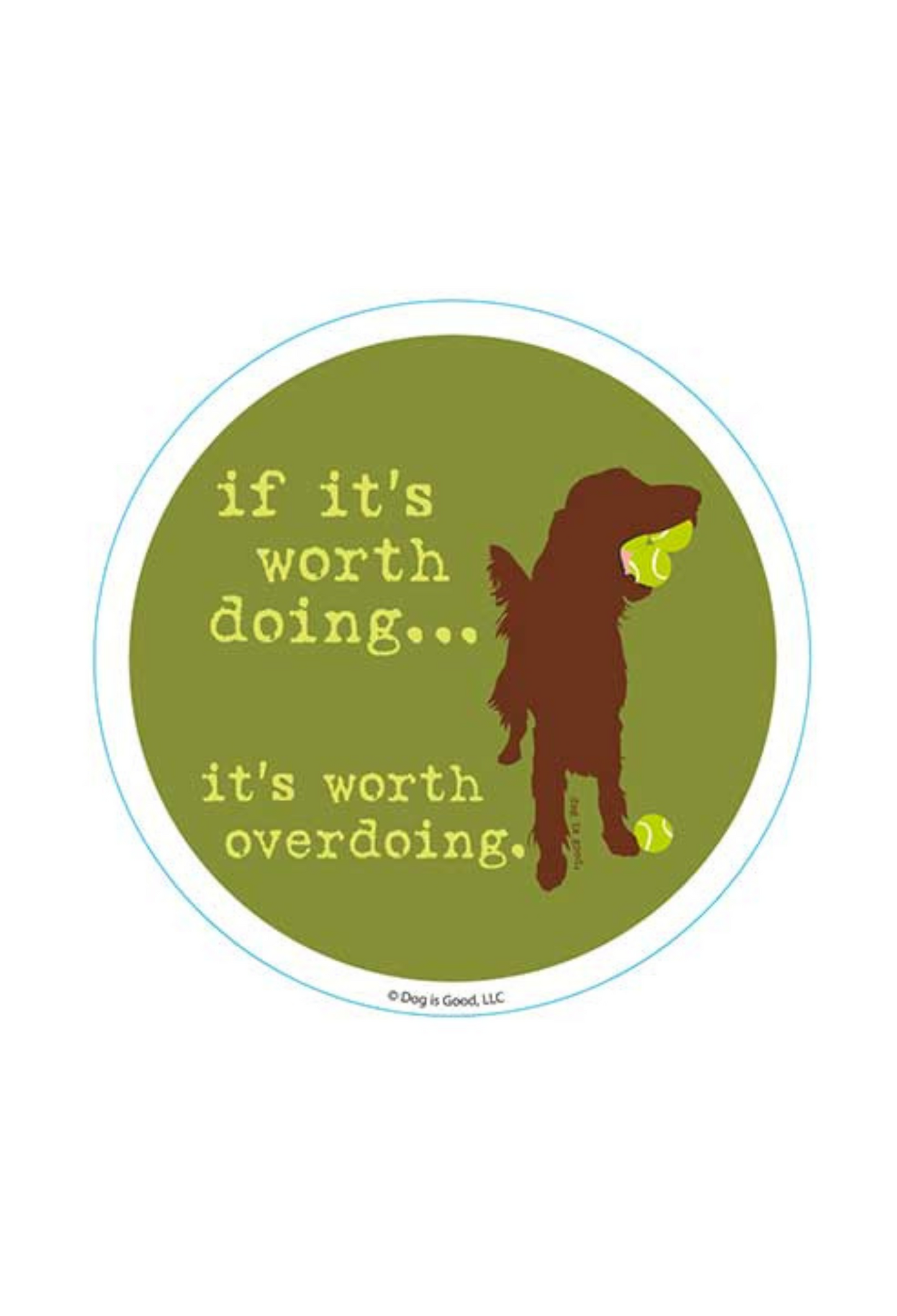 green sticker with dog
