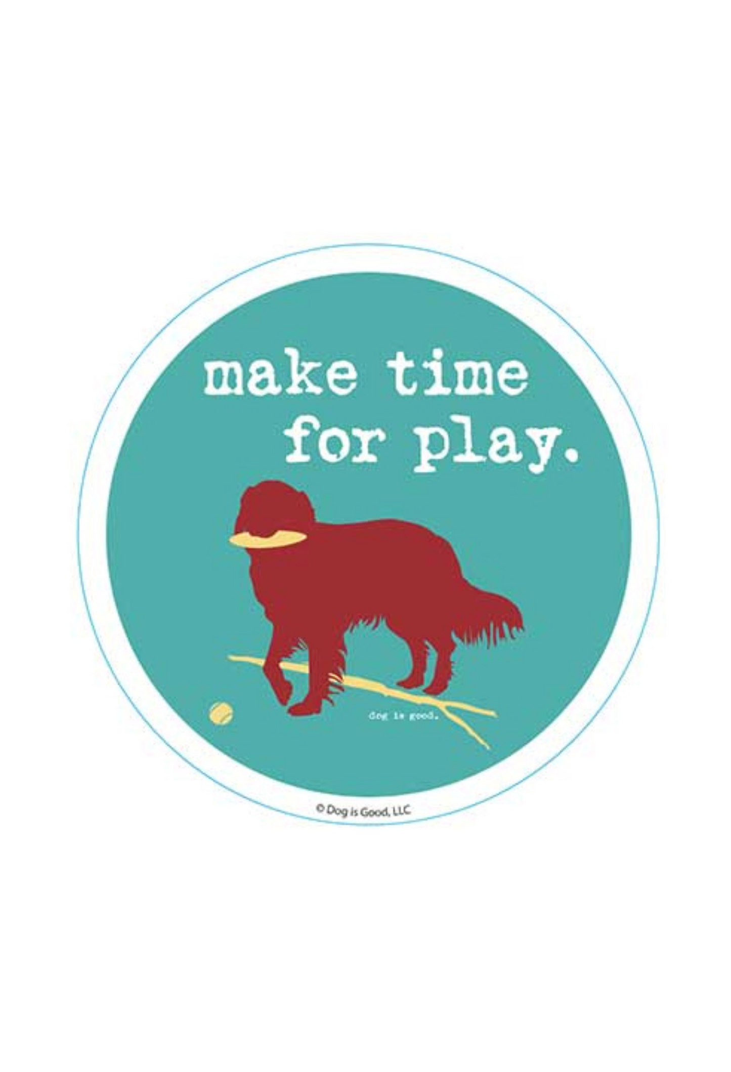 teal sticker with red dog