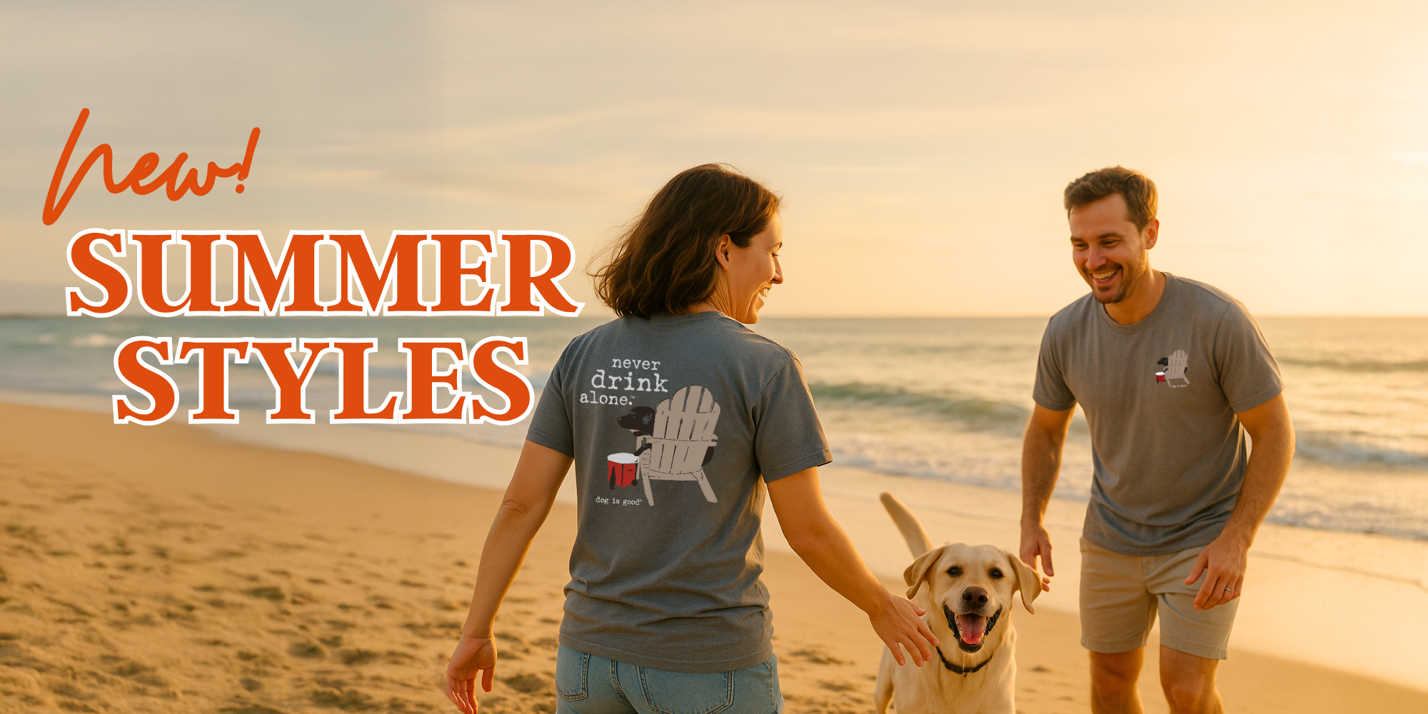 people with dog on beach summer