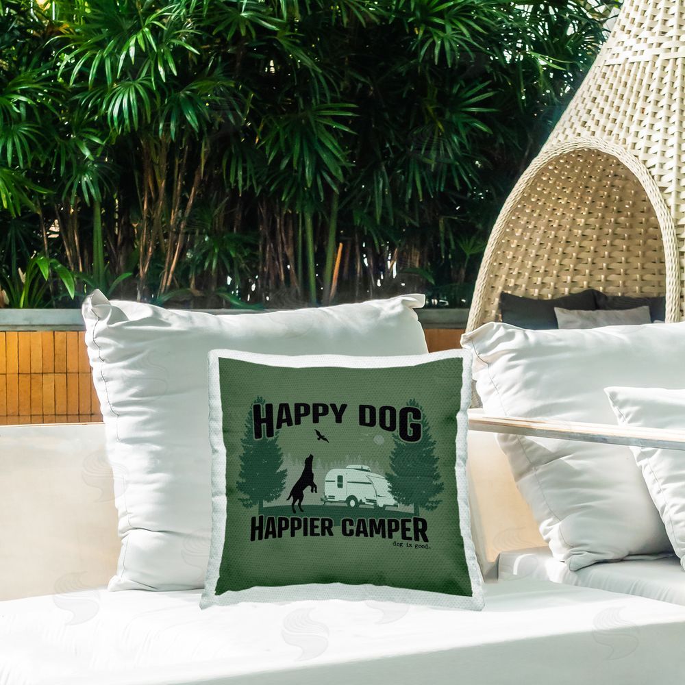 Dog is Good | Happier Camper with Dog Printed Throw Pillow