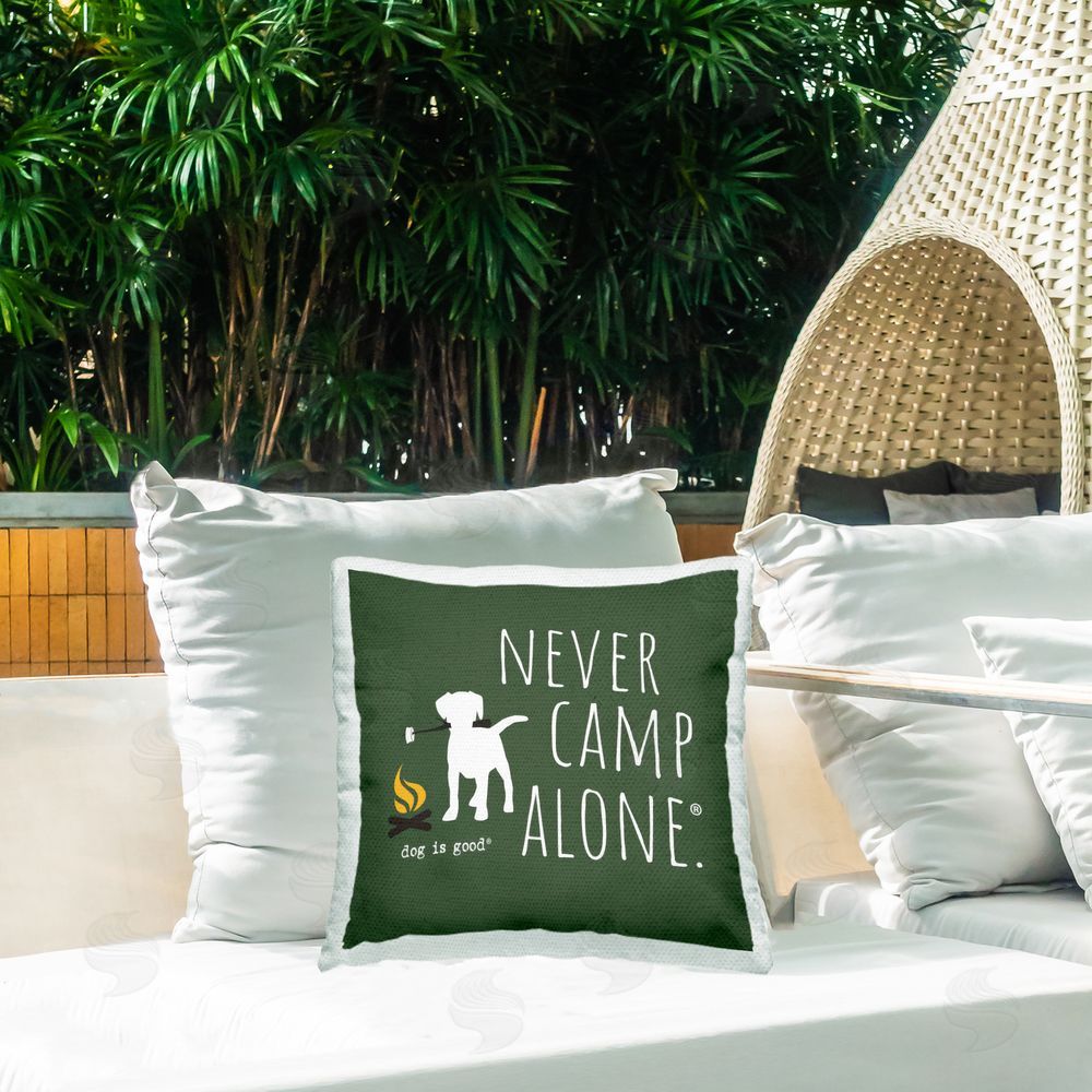 Dog is Good | Never Camp Alone Printed Throw Pillow