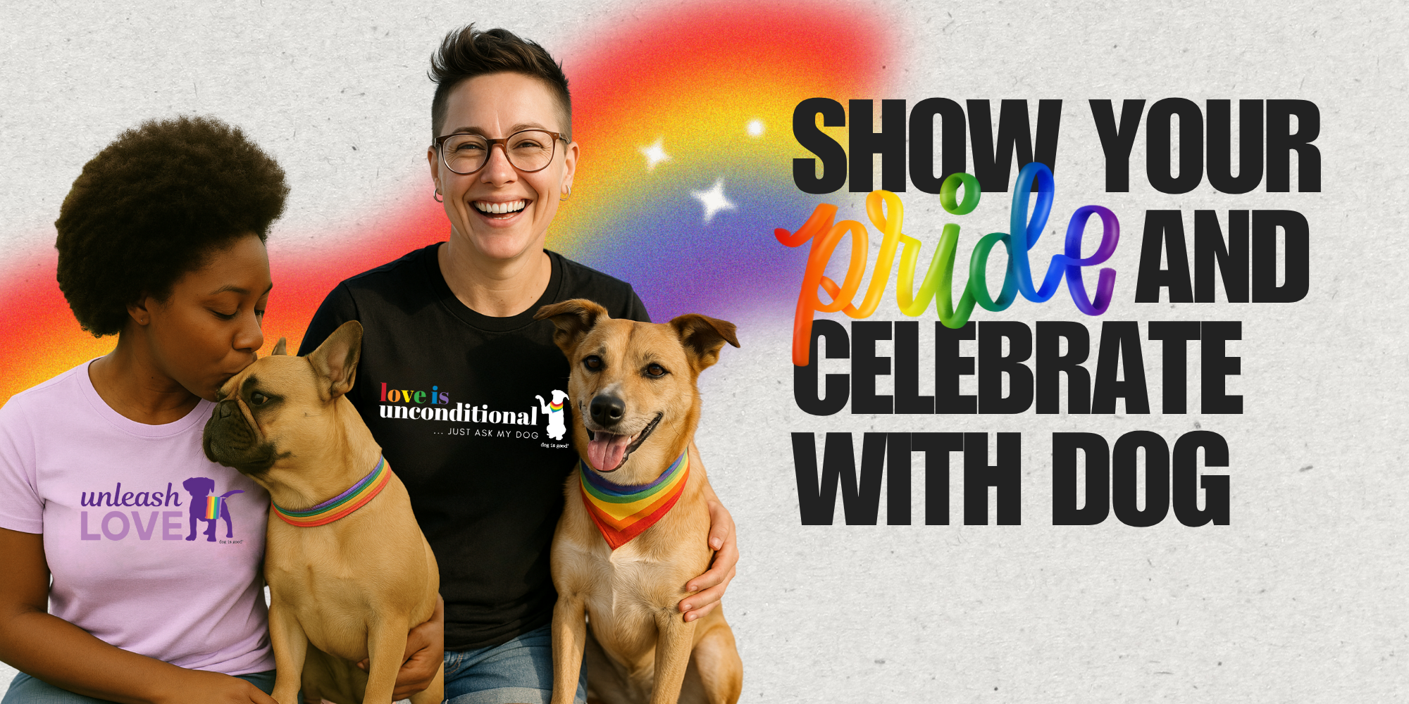 women and dogs rainbow
