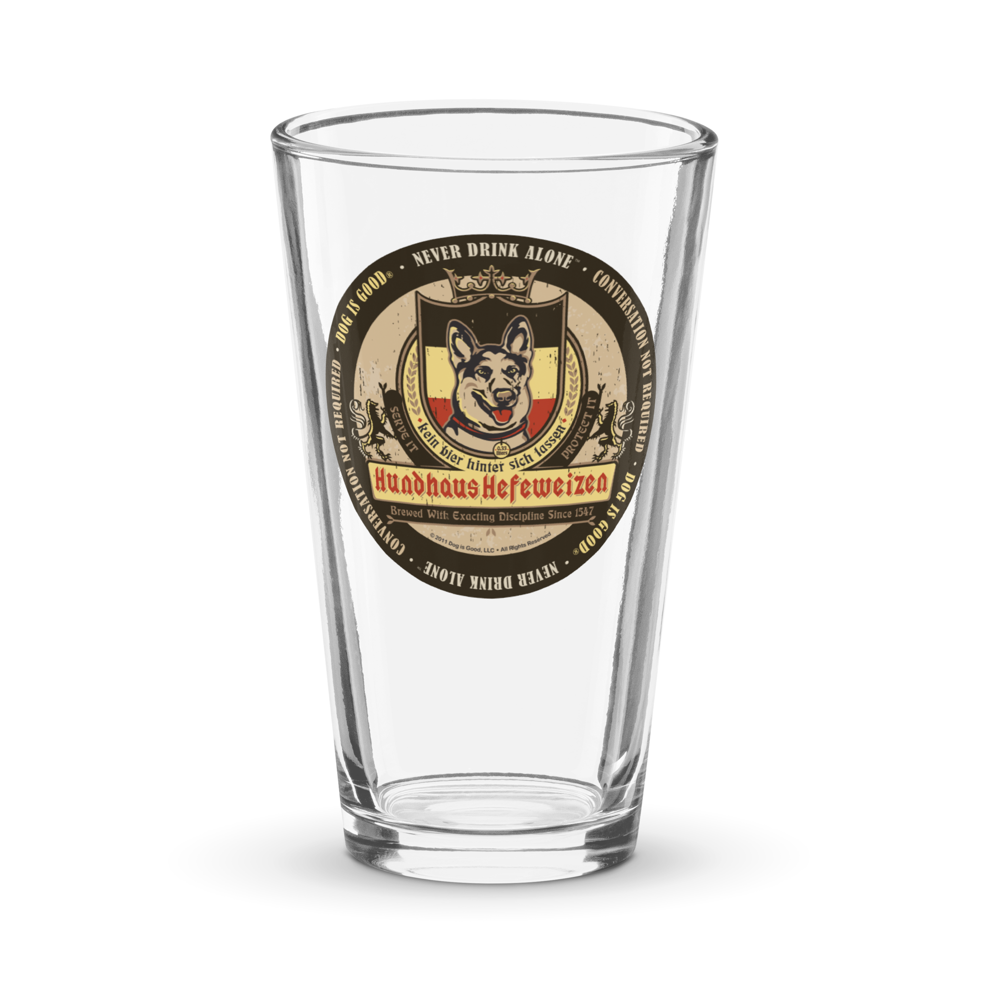 Pint Glass: Hundhaus Hefeweizen, German Shepherd – 16 oz