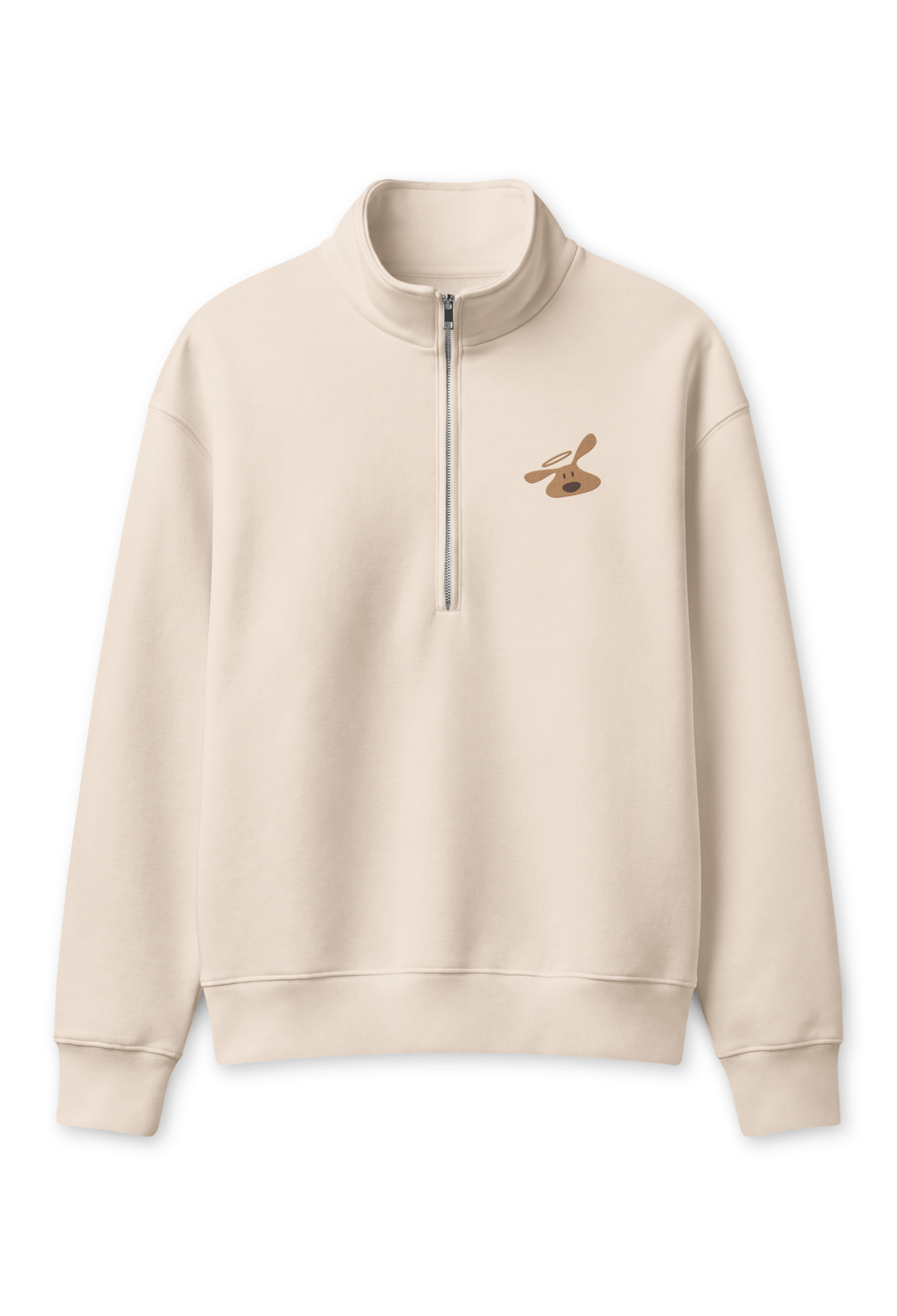Half-Zip Pullover: Dog is Good BOLO (Cream)