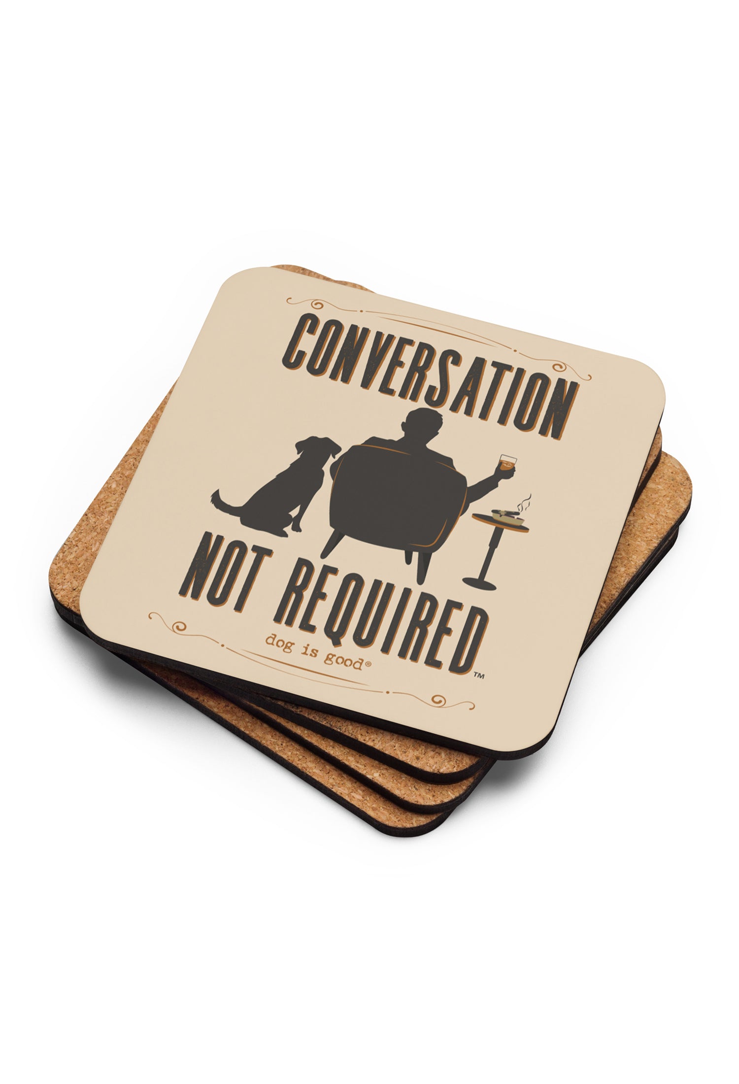 Conversation Not Required Premium Cork Coaster