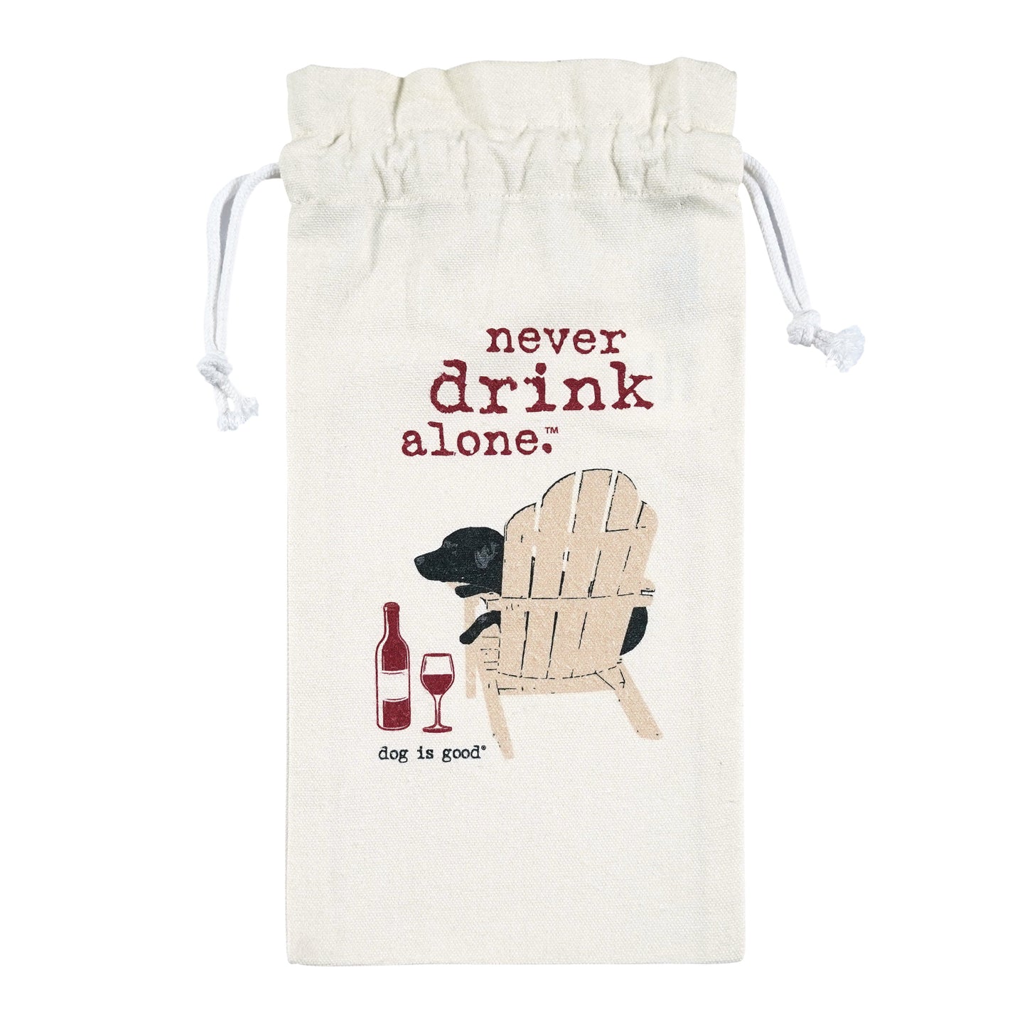 Never Drink Alone Wine Bag