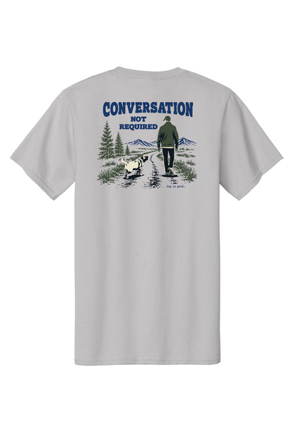 T-shirt: Dog Dad, Conversation Not Required (Grey)