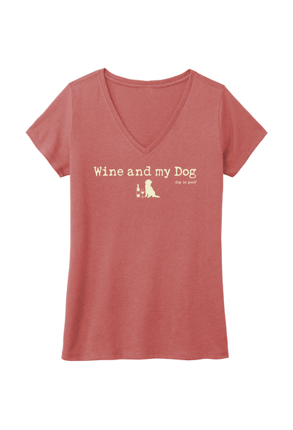T-shirt: Wine and my Dog (Women, Blush Frost)