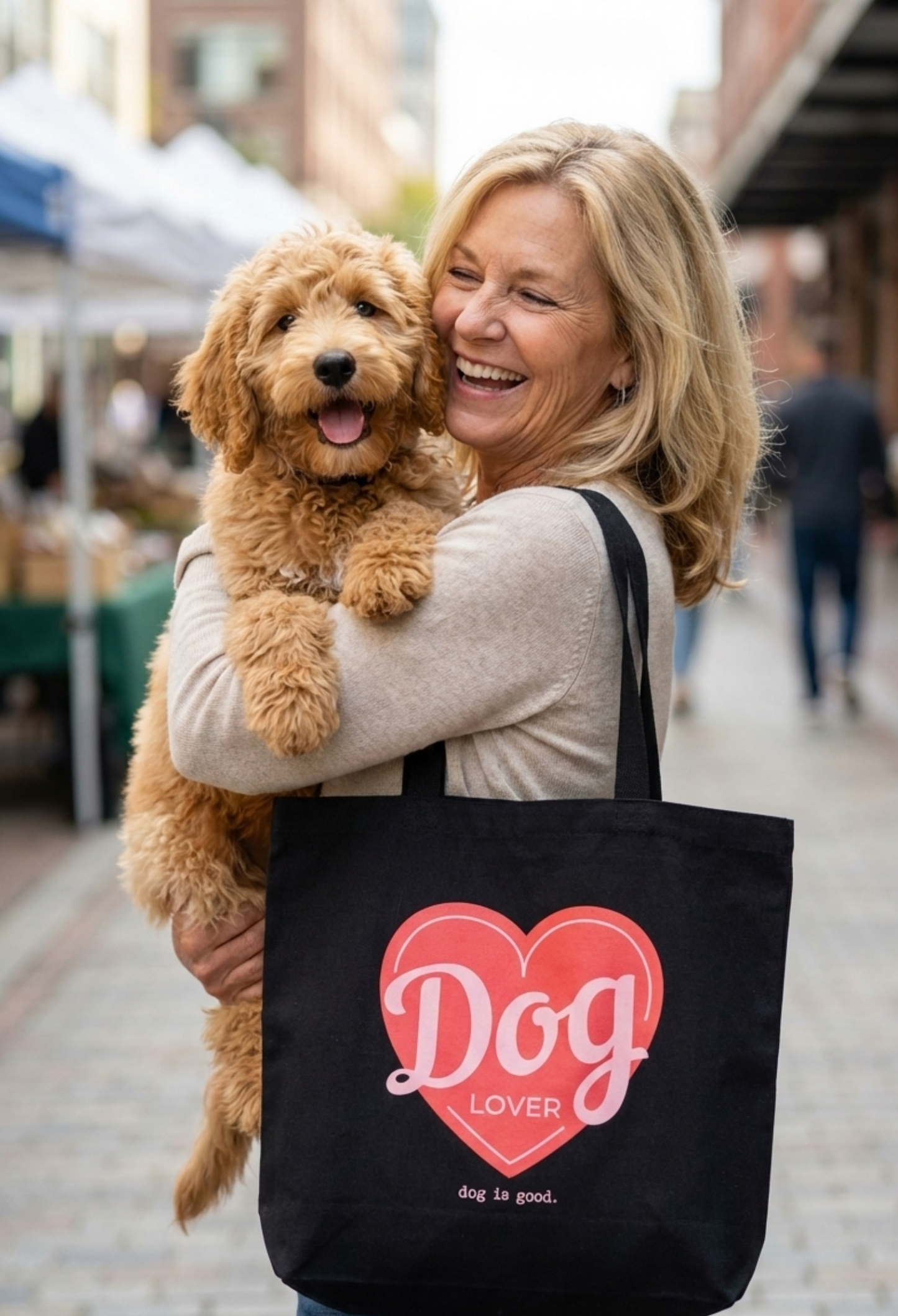 Dog Lover Heart Tote (Black)