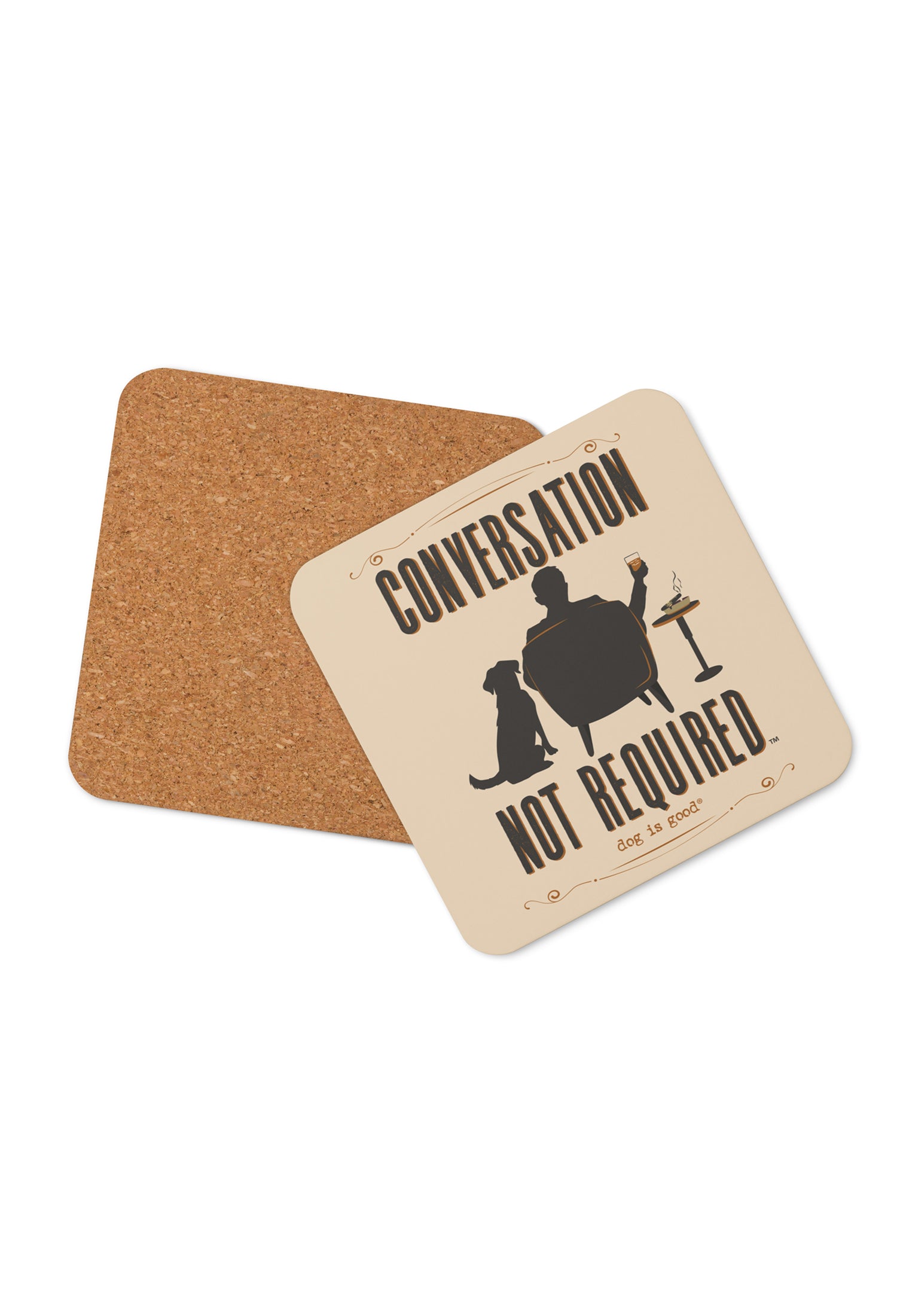 Conversation Not Required Premium Cork Coaster