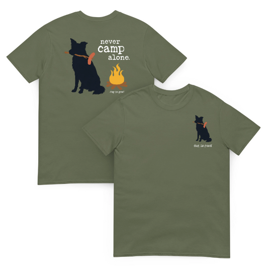 T-shirt: Never Camp Alone - Personalize Your Dog Breed