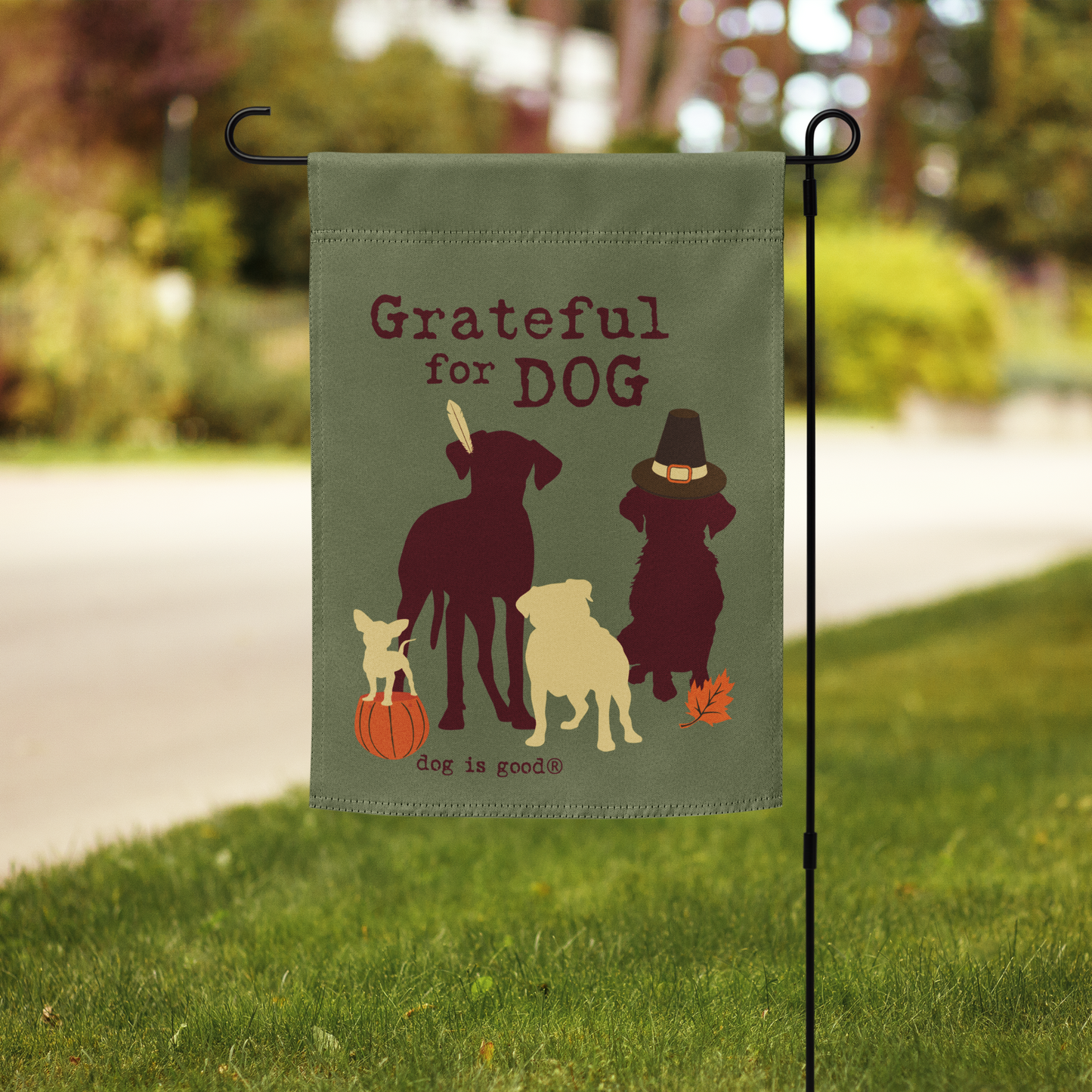 Garden Flag: Grateful for Dog (Thanksgiving)