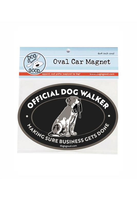 dog walker black car magnet