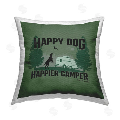 Dog is Good | Happier Camper with Dog Printed Throw Pillow
