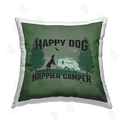Dog is Good | Happier Camper with Dog Printed Throw Pillow