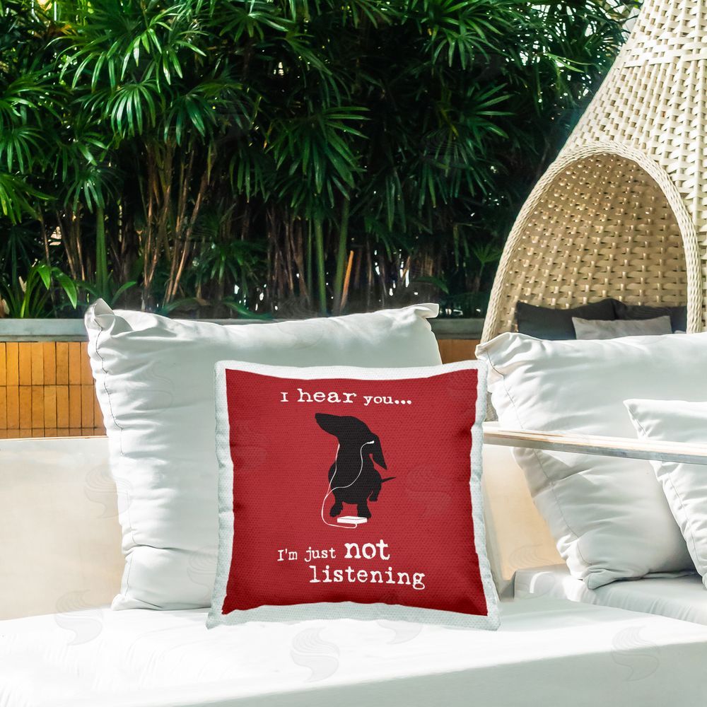 Dog is Good | Not Listening Dog Headphones Printed Throw Pillow