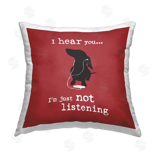 Dog is Good | Not Listening Dog Headphones Printed Throw Pillow