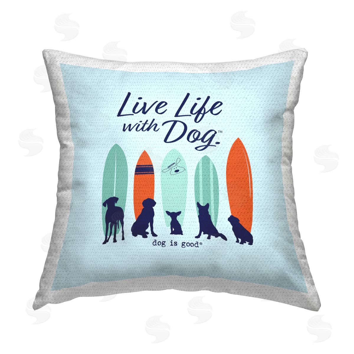 Dog is Good | Surfboards & Dogs Phrase Printed Throw Pillow