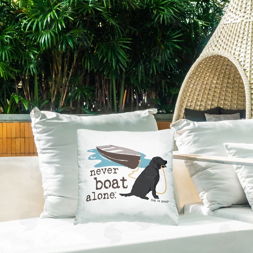 Dog is Good | Never Boat Alone Dog Printed Throw Pillow