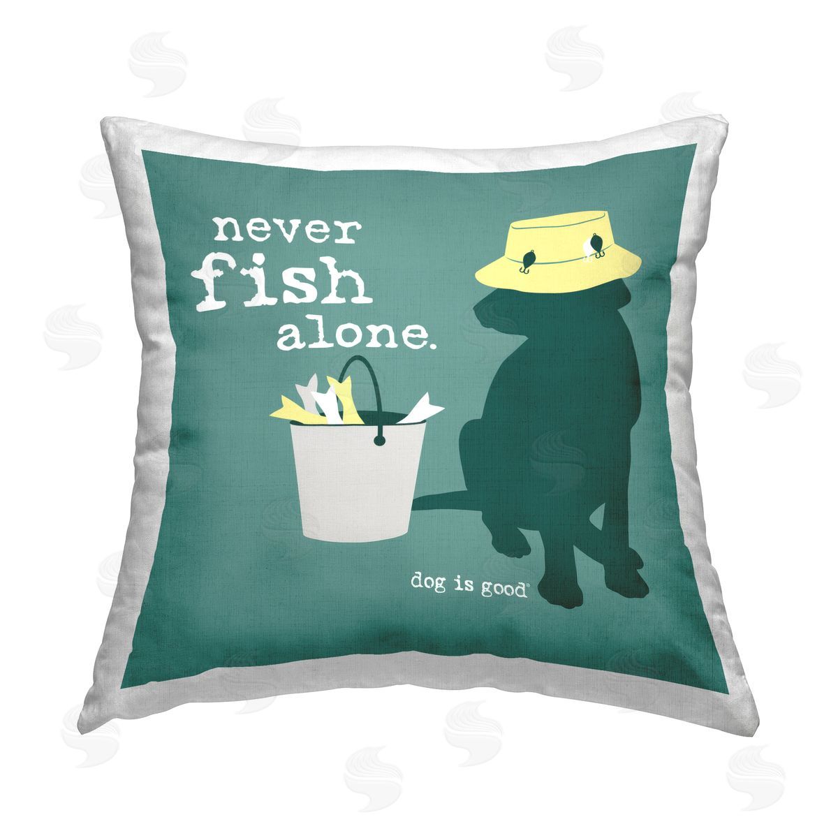 Dog is Good | Never Fish Alone Dog Printed Throw Pillow