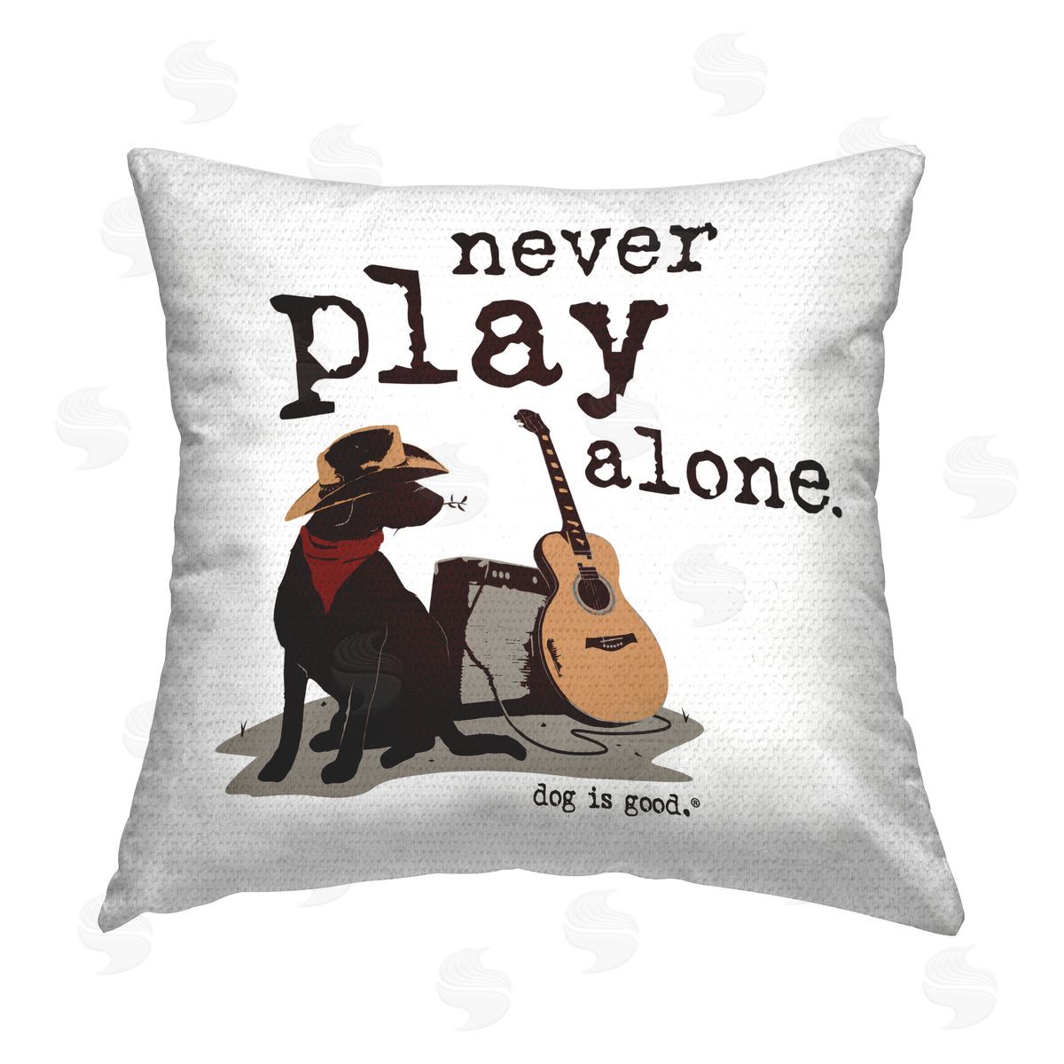 Dog is Good | Never Play Music Alone Printed Throw Pillow