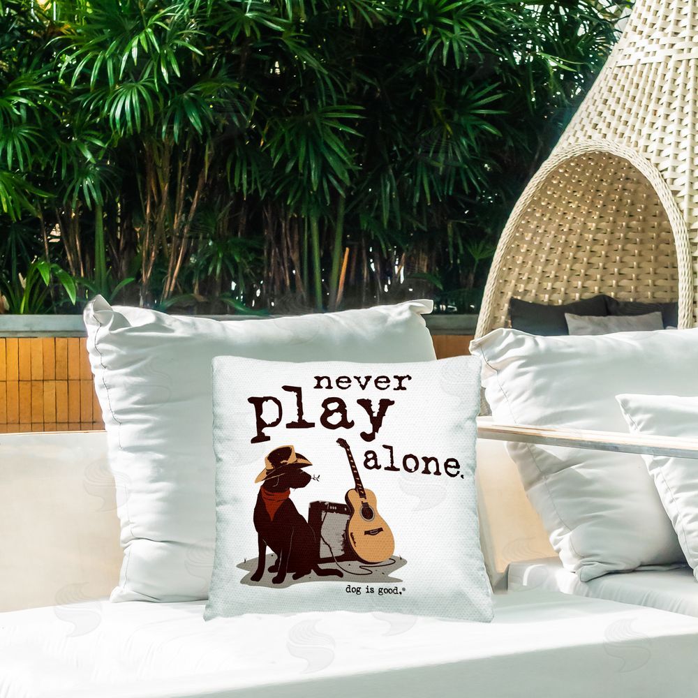 Dog is Good | Never Play Music Alone Printed Throw Pillow