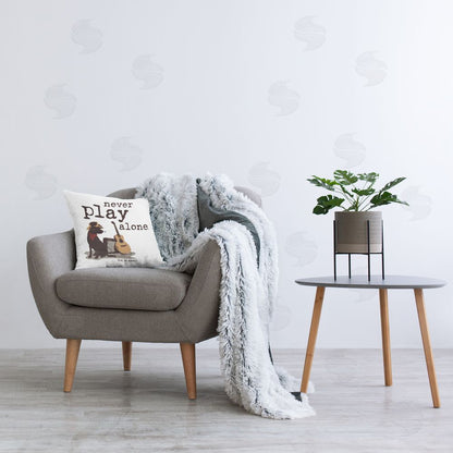 Dog is Good | Never Play Music Alone Printed Throw Pillow