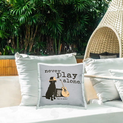 Dog is Good | Never Play Alone with Dog Printed Throw Pillow
