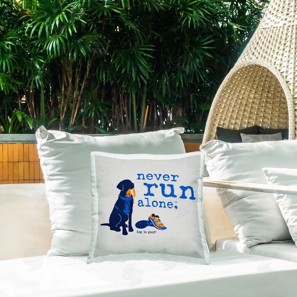 Dog is Good | Never Run Alone Dog Printed Throw Pillow