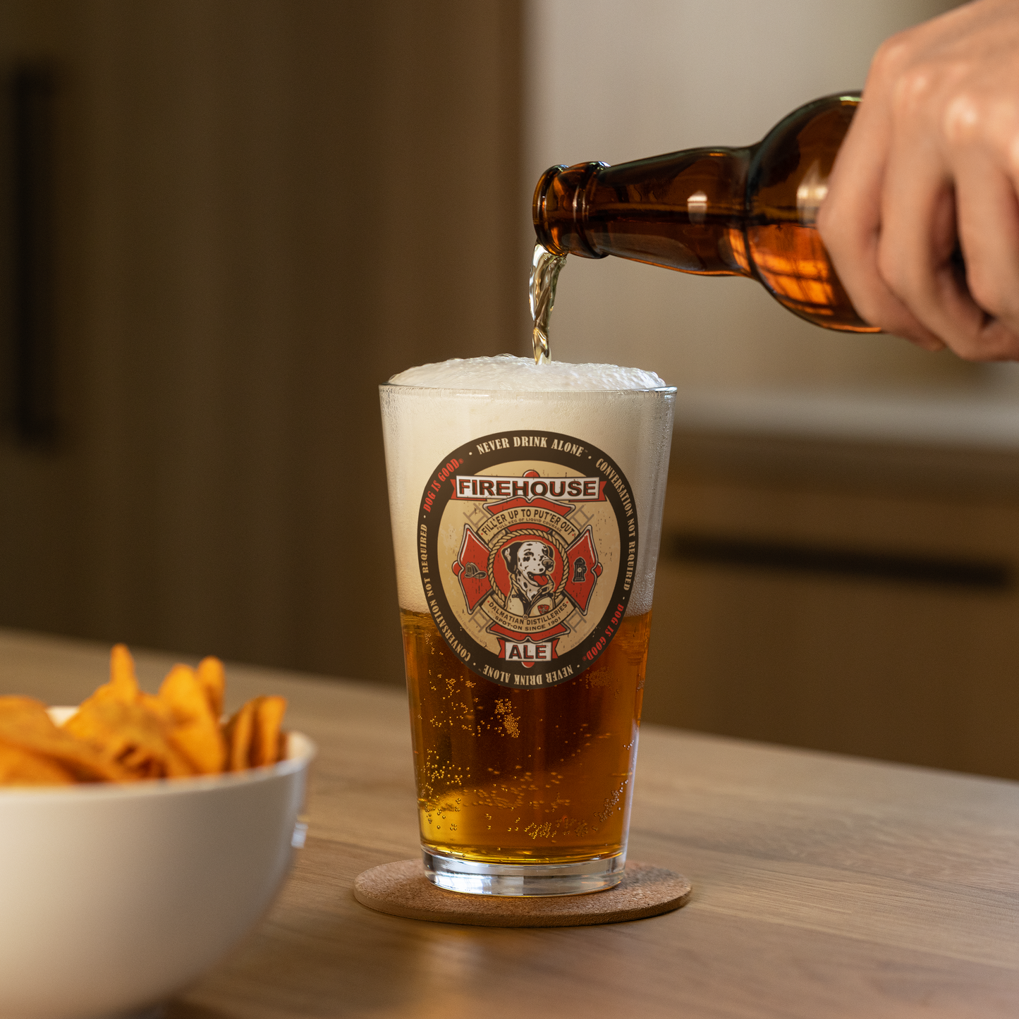 Pint Glass: Firehouse Ale, Dalmatian – 16 oz